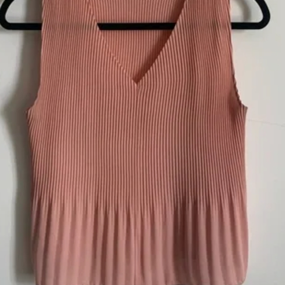 Babaton Blush Pink Pleated V-Neck Blouse
